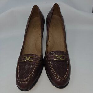 Circa Joan & David Brown Comfort 365 CJ Galen Leather Loafer Pumps, Size 8.5M